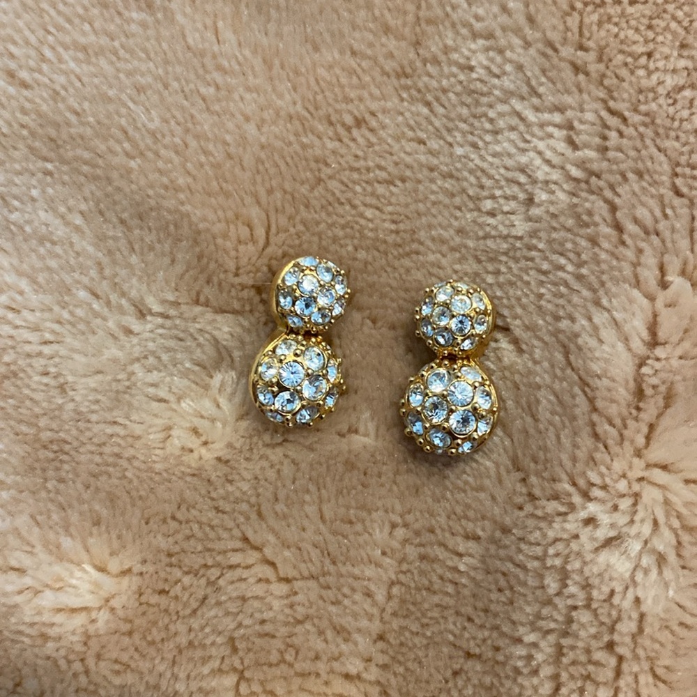 Swarovski Crystal Pave Gold Ball Earrings